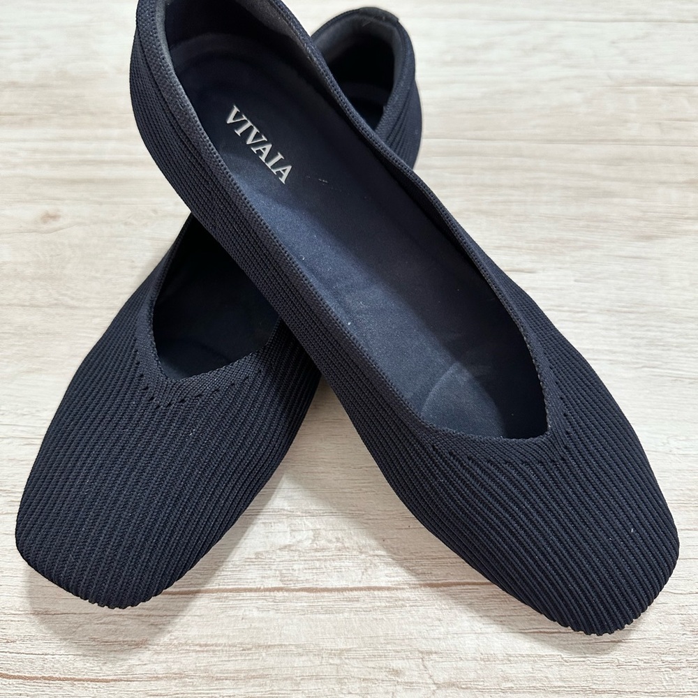 Women's Navy Square Toe Ballet Flats